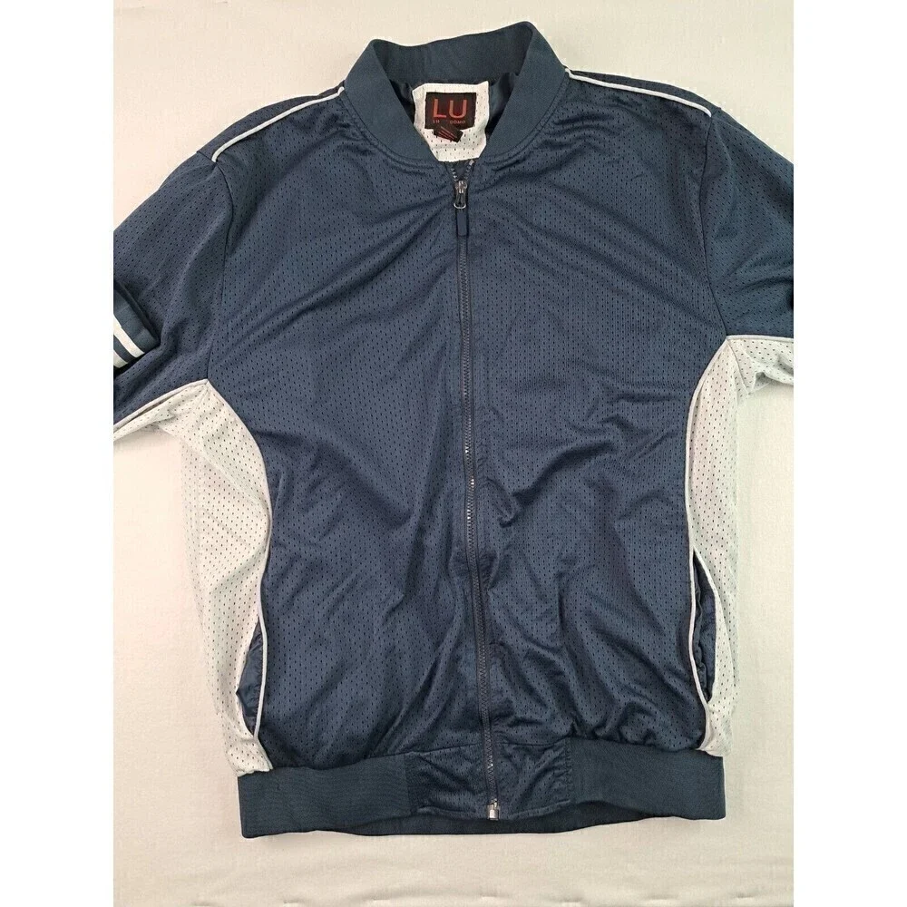 Linea Uomo Men's Size XL Jersey Track Jacket Navy Blue